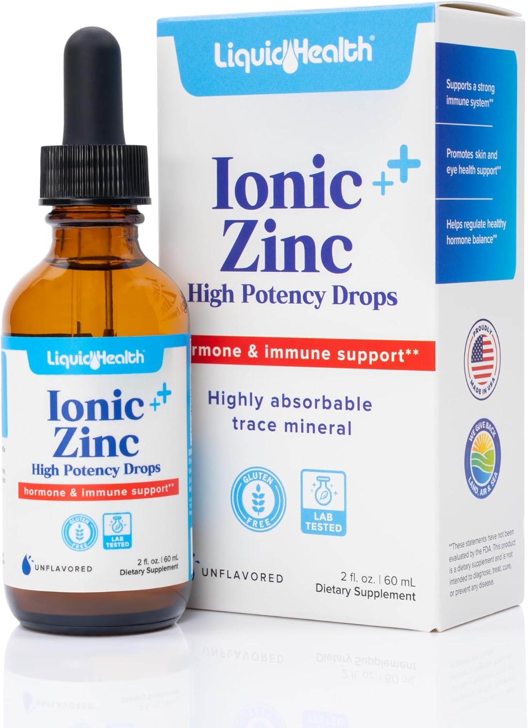LIQUIDHEALTH Ionic Zinc 15mg, 2 Oz Zinc Liquid, Pure Zinc