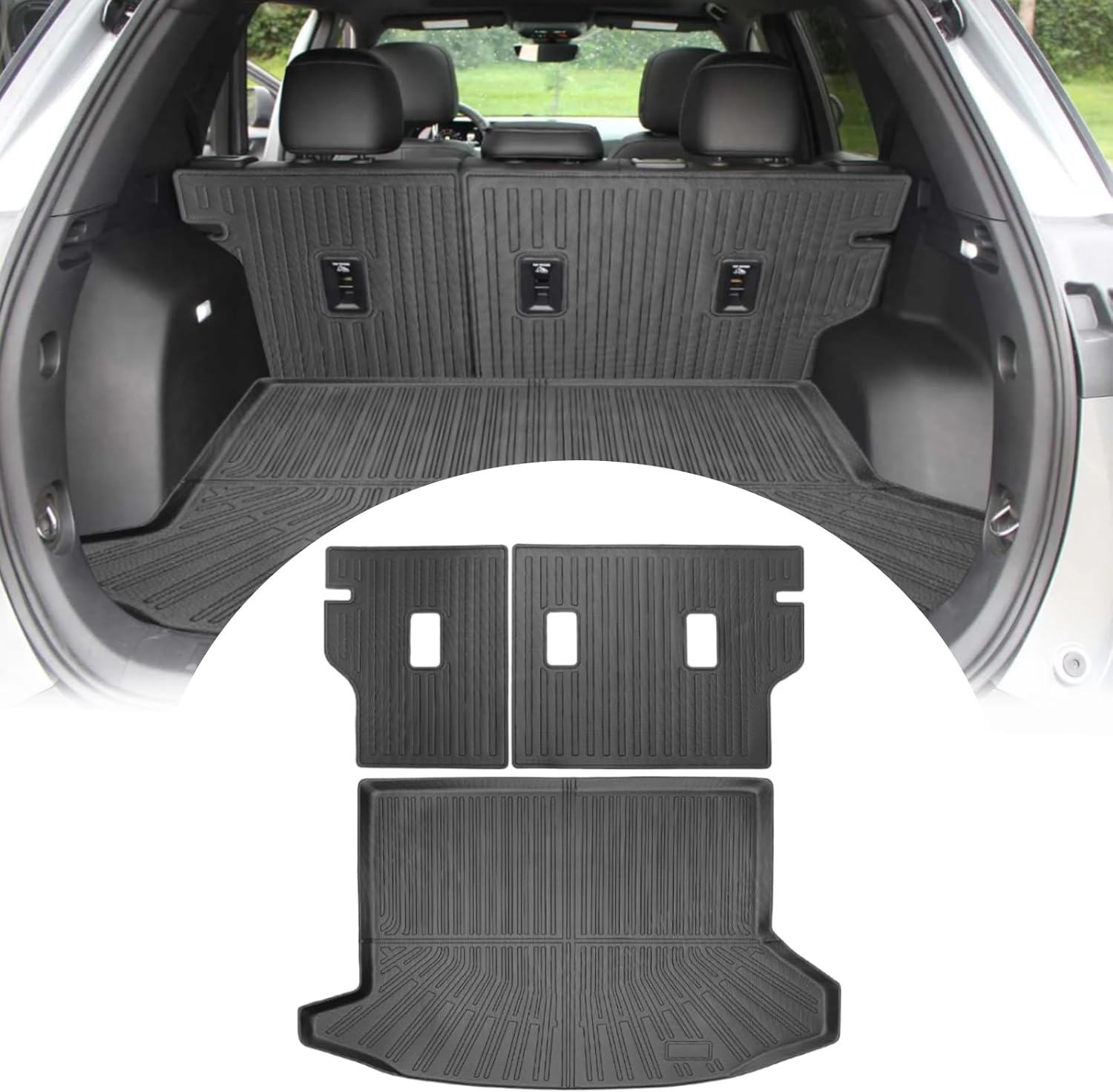 Cargo Liners Backrest Mat for Chevrolet Chevy Equinox & GMC Terrain Accessories 2025 with Hook&Loop Rear Trunk Mat Rear Seat Back Cover Protector All Weather Anti-Slip Split Dog Liner 3 PCS