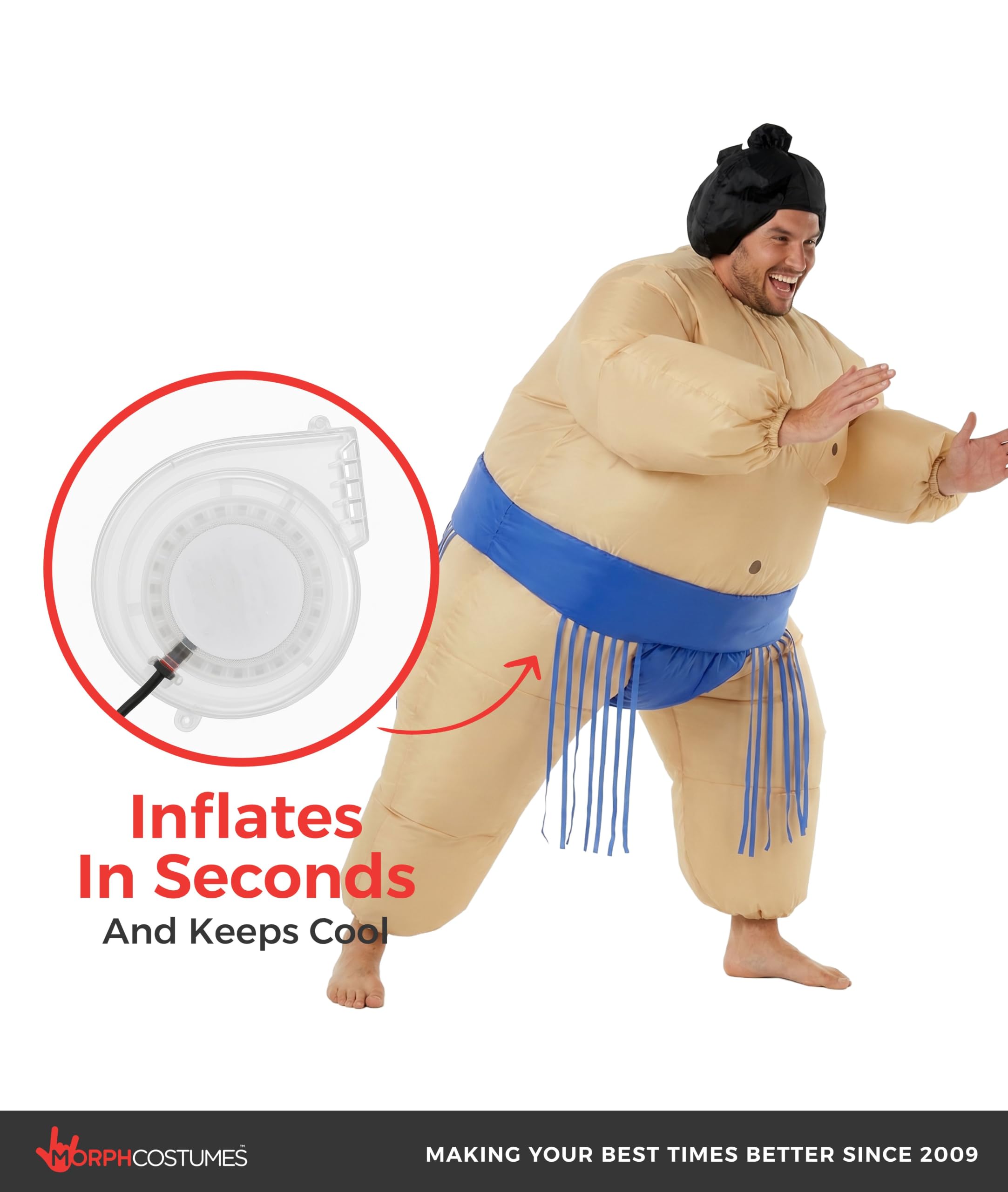 Morph Disfraz inflable de luchador de sumo; disfraz de sumo inflable, disfraces de Halloween para hombres, disfraces de Halloween para hombre