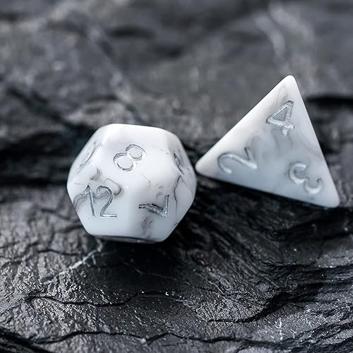Miniatura 2 de HDdais D&D - Juego de 7 dados para Calabozos y Dragones, dados poliédricos para juegos de mesa Pathfinder RPG MTG (blanco negro)