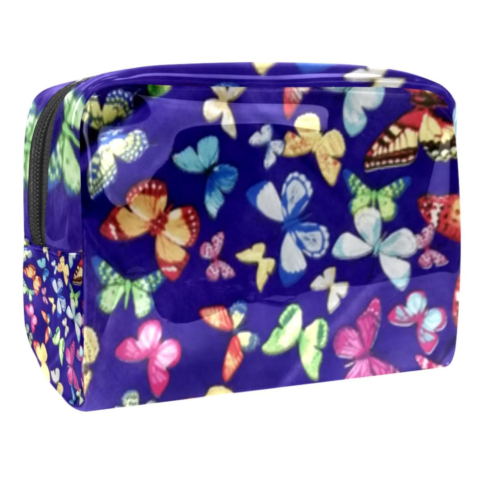 Colorful buttflies PVC Travel Toiletry Wash Bag Makeup Cosmetic Organizer for Women Girls