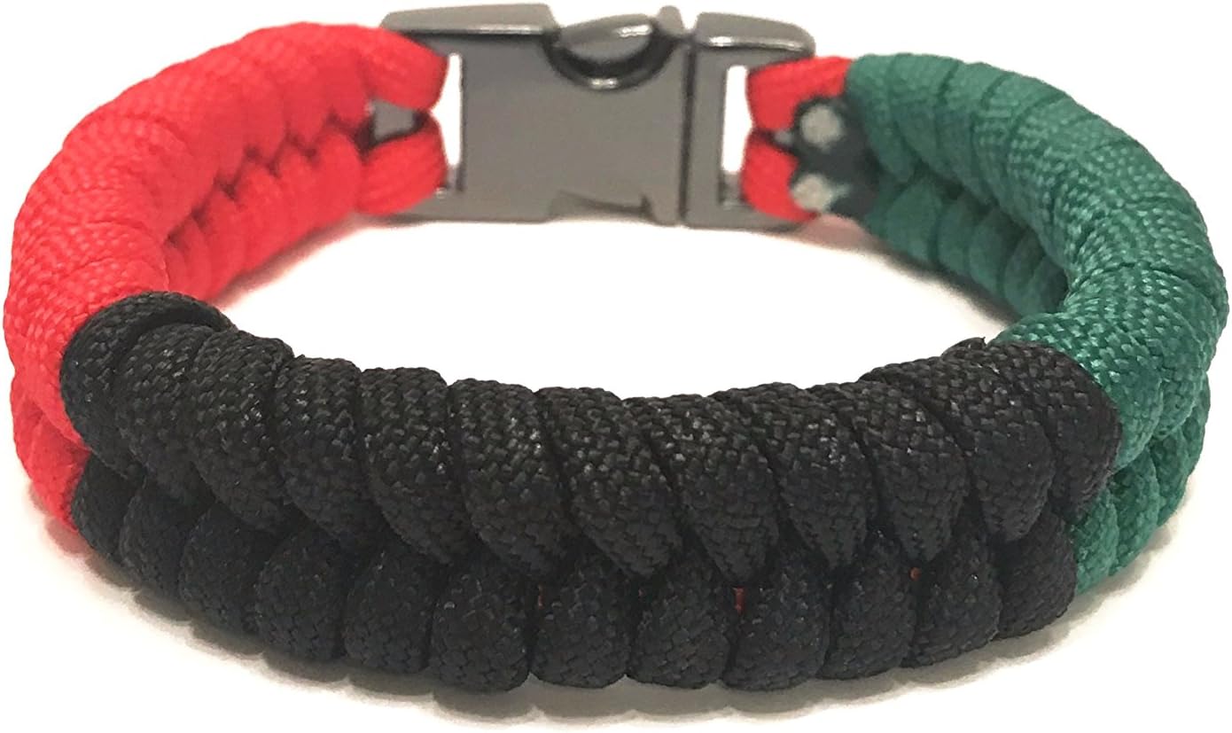 African American Flag Mens & Women Paracord Bracelet Jewelry (Size 8.5)