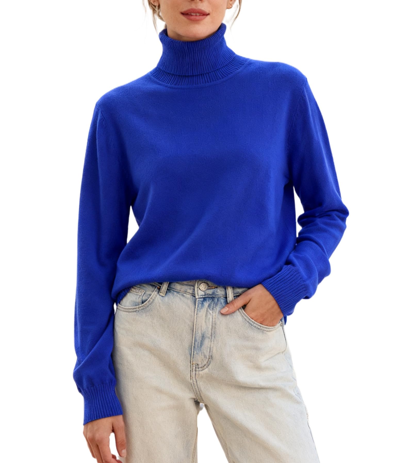 Betusline Womens Turtleneck Sweater Soft Pullover Knit Sweater Tops for Women Fall Fashions