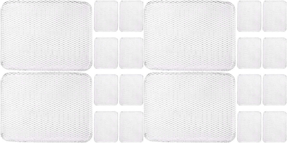 20pcs Grill Topper Rectangular Grill BBQ Disposable Grill Toppers Aluminum BBQ Mesh Grill Mat Grill Tray Broiler Pans Non Stick Baking Tools Outdoor BBQ Accessories for Baking Cooking Grilling