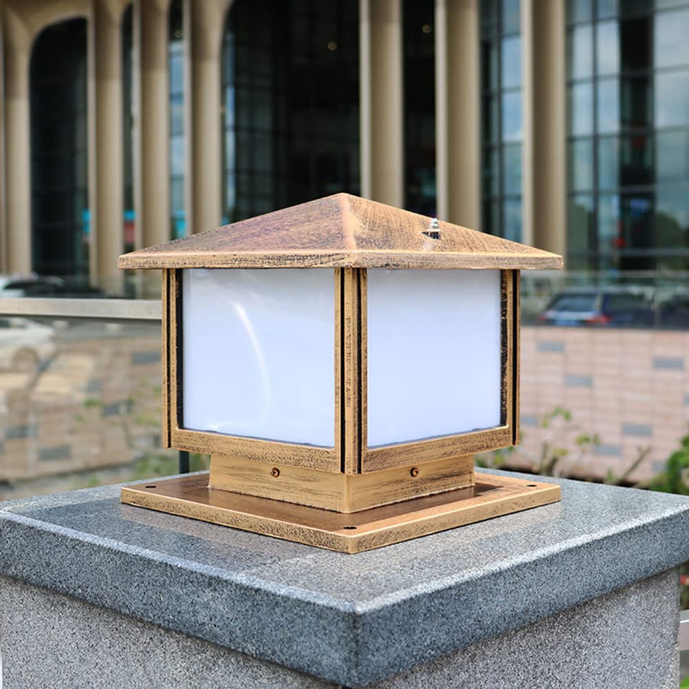 Minimalistyczna czarna lampa ścieżkowa, aluminiowa i akrylowa latarnia zewnętrzna, lampa stołowa filarowa E27, wiejska lampa kolumnowa, Vintage kwadratowa lampa ogrodowa