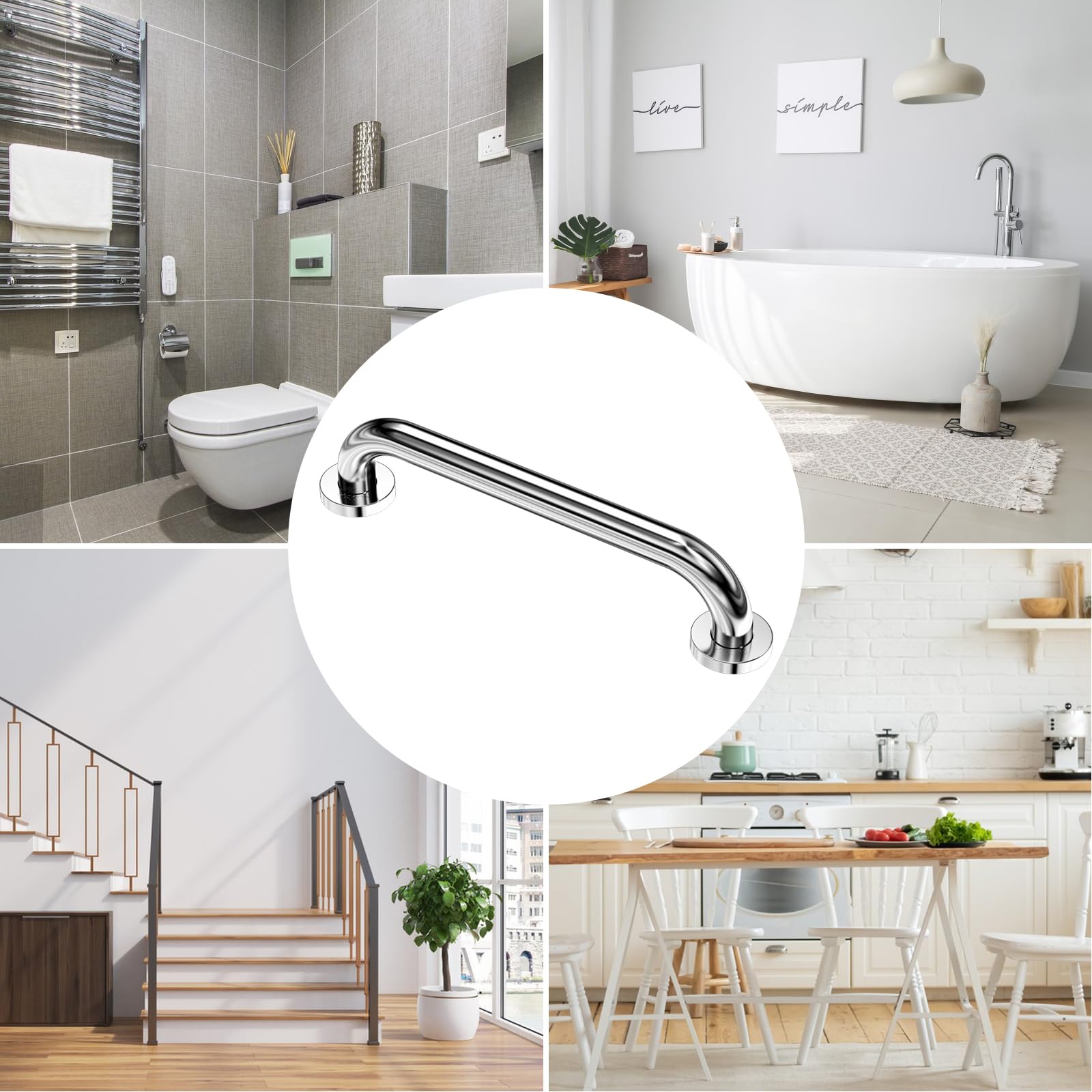 Fousenuk 2 Stück Haltegriffe Für Senioren, Edelstahl 30cm Dusche Badewannengriff, Bad Wannengriff, Badewannen Badezimmer Haltegriff Duschgriffe für Wandmontage wc Bad Rutschfest, Sicherheitsgriff