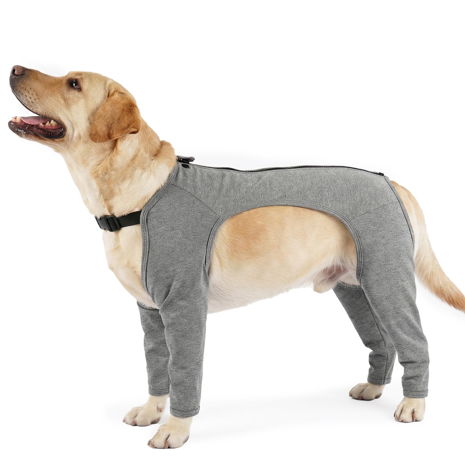 PUMYPOREITY Dog Medical Vest, Breathable Dog Recovery Sleeve Front Legs/Back Legs Prevent Licking Wounds & Keep Cold Legs Warm(Grey, M)