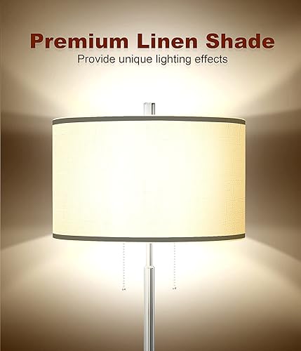 Miniatura 3 de DEEPLITE Lámpara de pie moderna de 2 luces, lámpara de pie alta con 2 enchufes de bombilla para sala de estar, dormitorio, oficina, iluminación