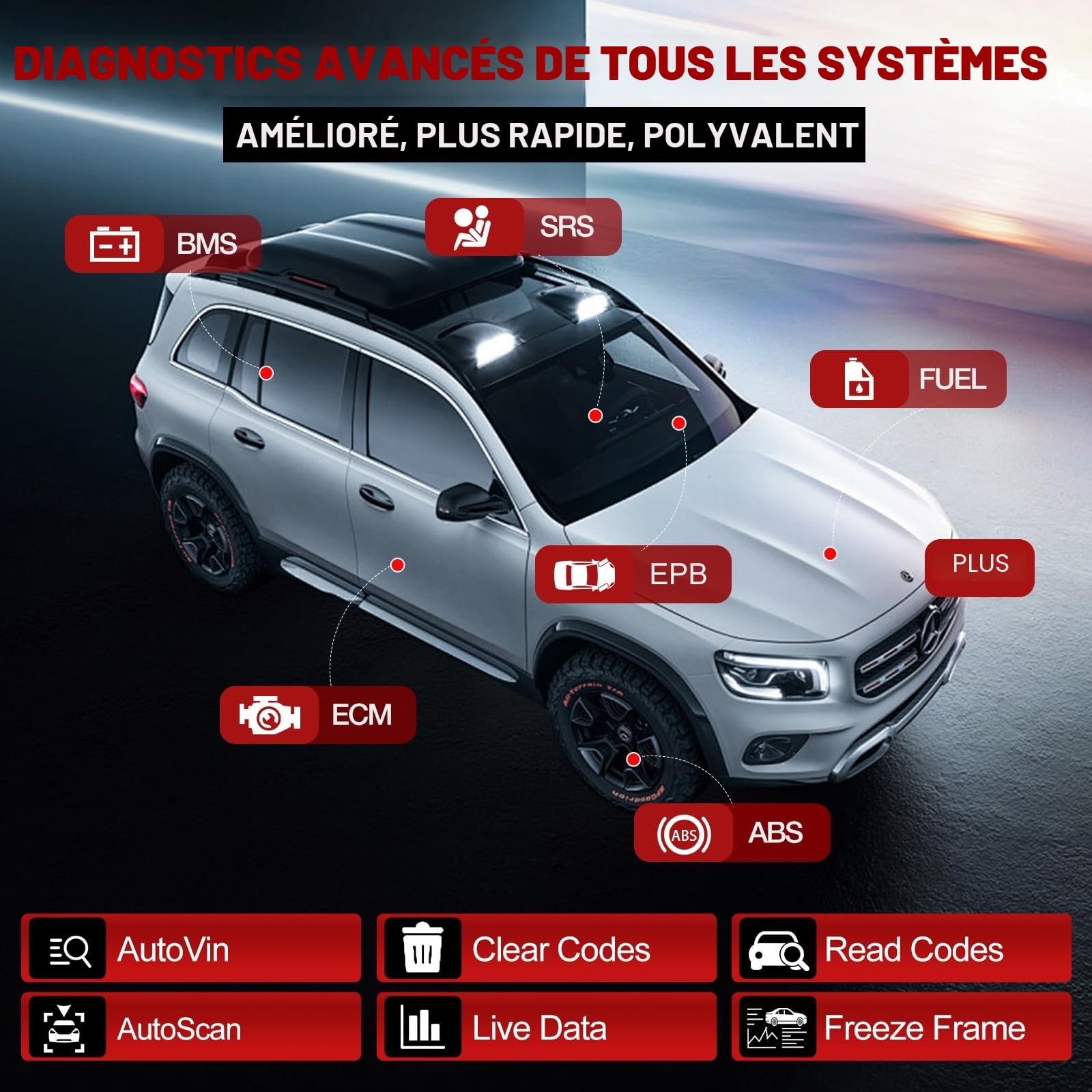LAUNCH X431 Pro Elite Valise Diagnostic Auto, 45+ Services, Codage ECU