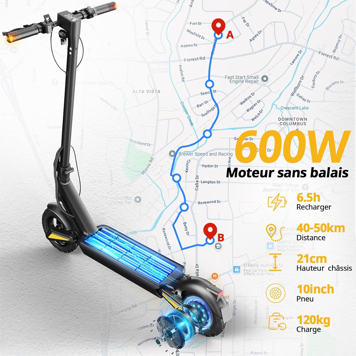 TODIMART X1 Electric Scooter with 600W motor and battery details