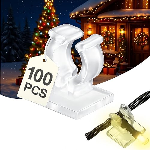 Miniatura 7 de Pangda 50 mini clips de luz adhesivos transparentes para interiores, mini clips de luz para tiras colgantes de cadena exterior en la pared del techo