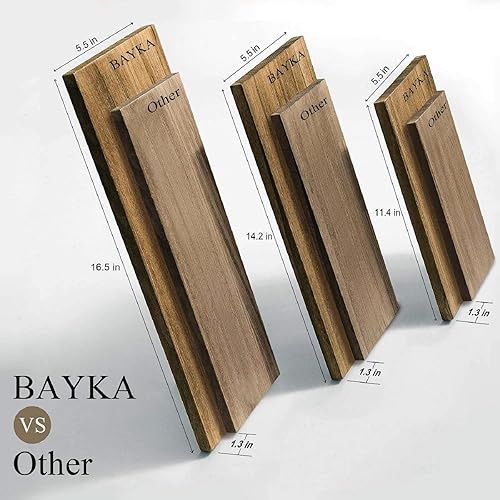 Miniatura 72 de BAYKA Estantes de pared para decoración de dormitorio, estantes flotantes para sala de estar, cocina, estantes flotantes montados de madera rústica
