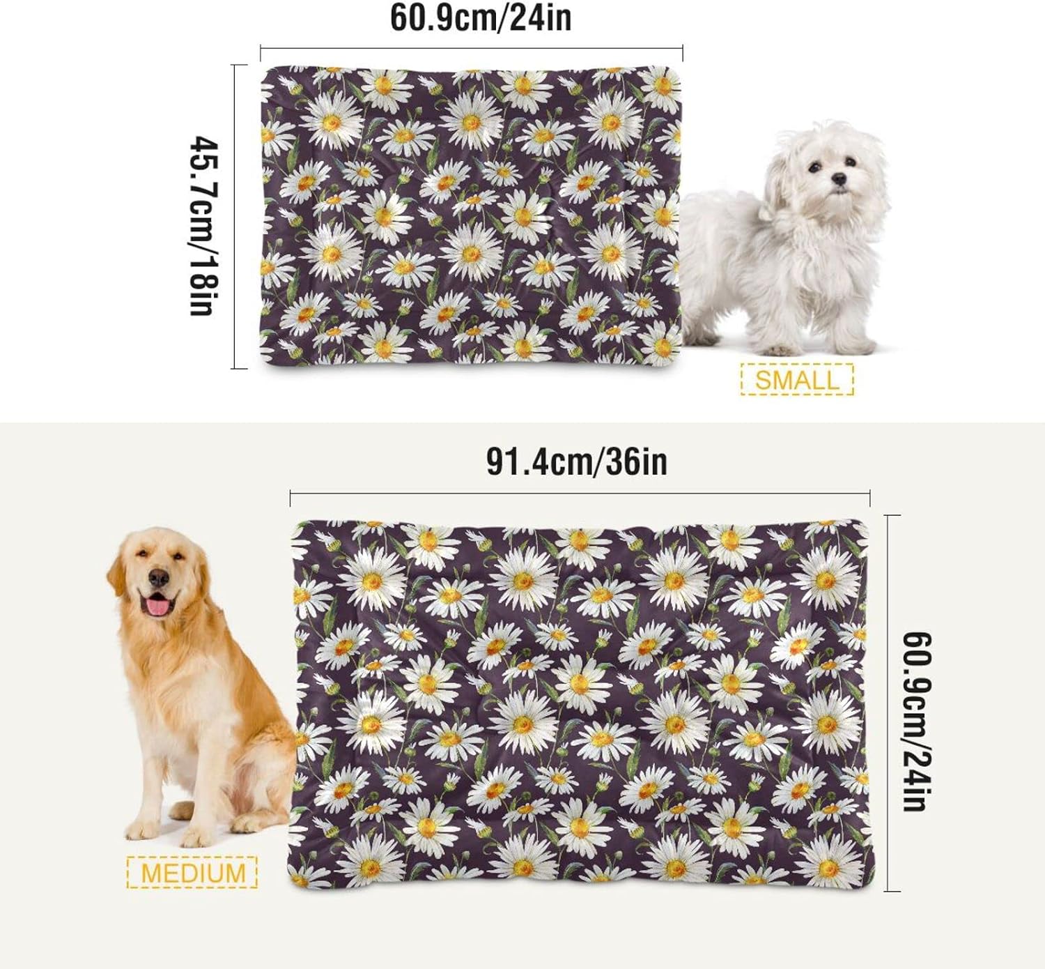 review Ultra Soft Pet Bed Washable Dog Bed Crate Mat for Dogs Fleece Dog Crate Kennel Pad Cat Pet Bed Liner 24x18in White Gentle Chamomile