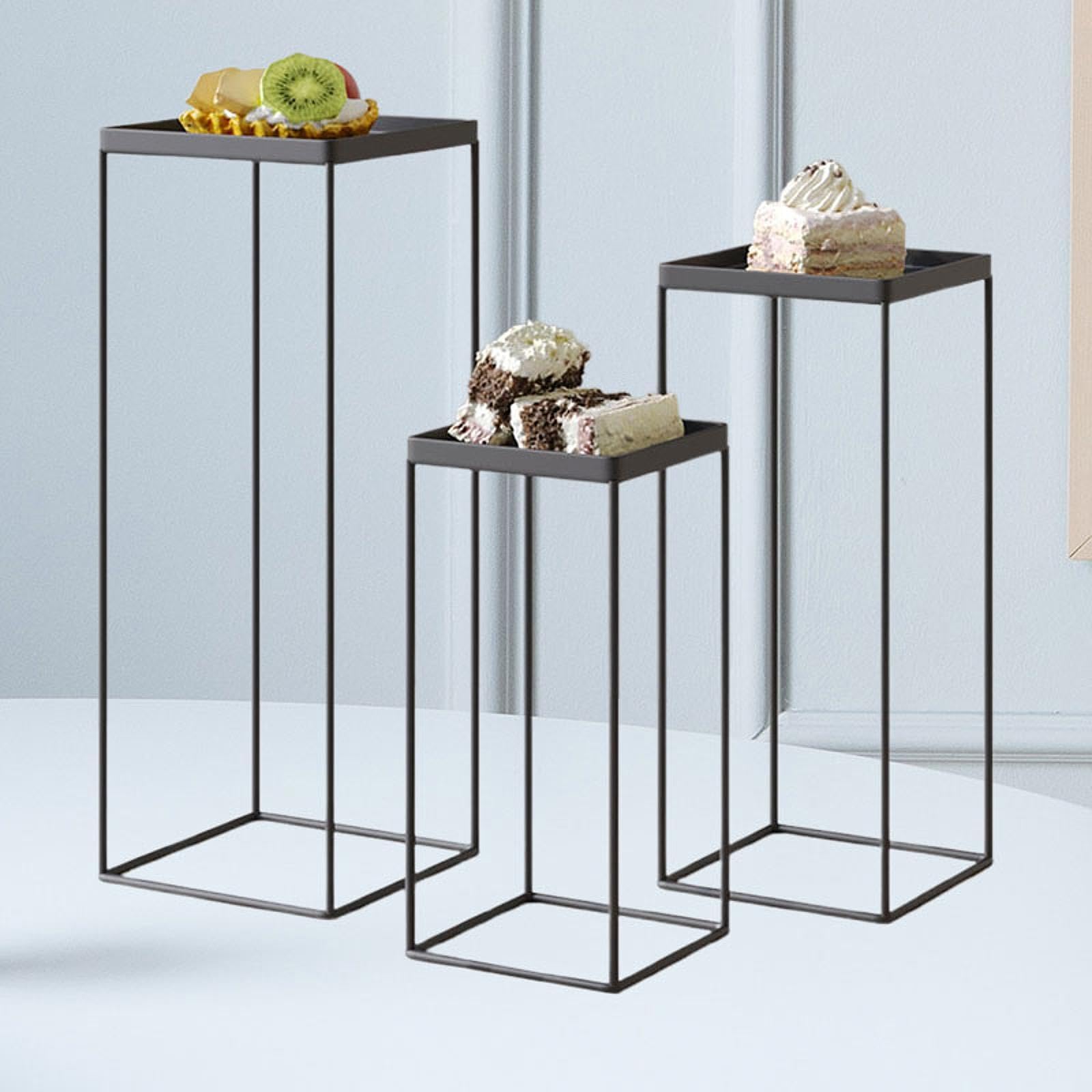 3 Soportes para Cupcakes, Bandeja para Servir Cupcakes, Expositor de Postres de Metal, Elevador de Cupcakes para Mesa, Cocina, Boda, Hogar, Cumpleaños, Negro, Individual