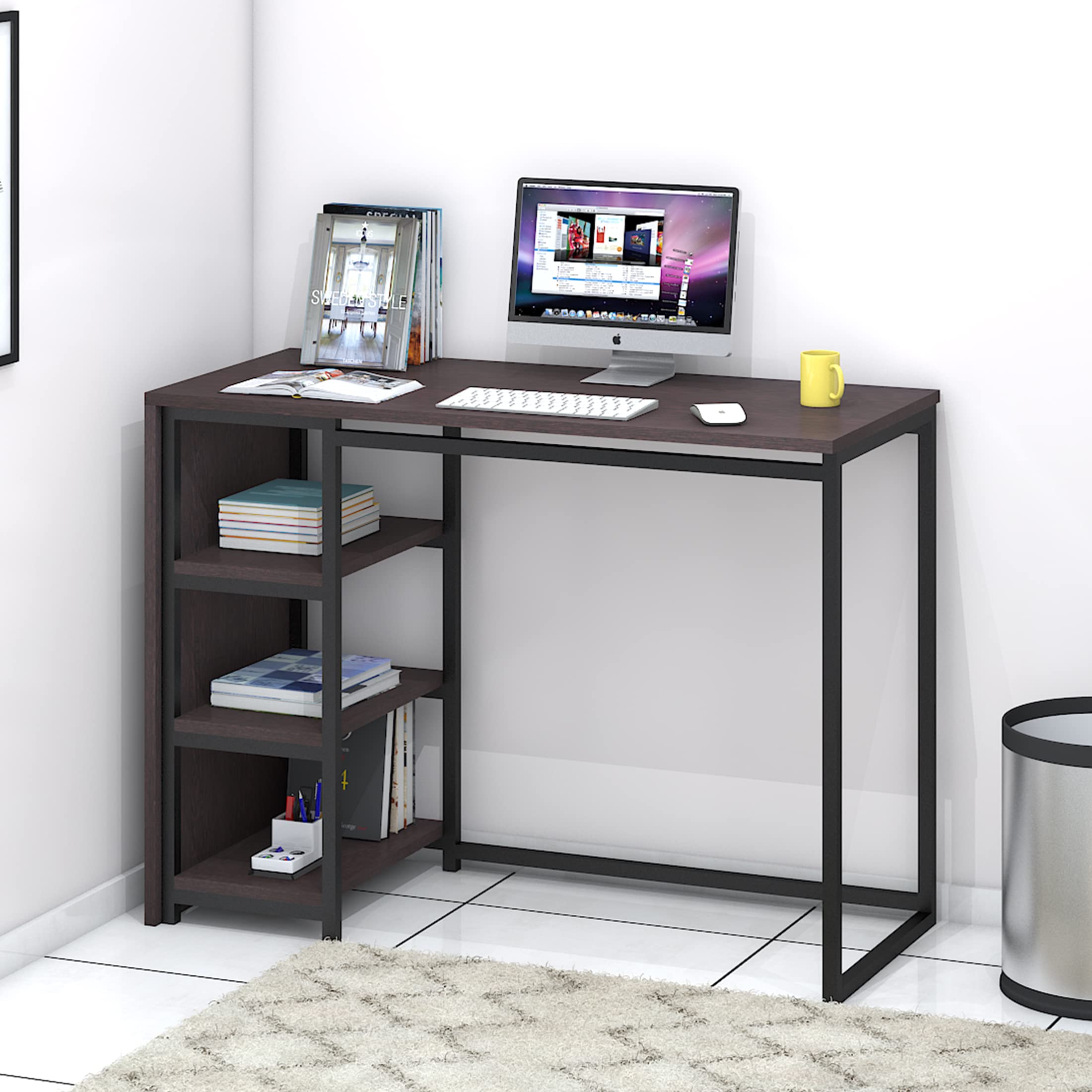 Klaxon Joe Wood & Metal Study Table, Laptop, Computer Table Desk for Home & Office - Wenge & Black (DIY)