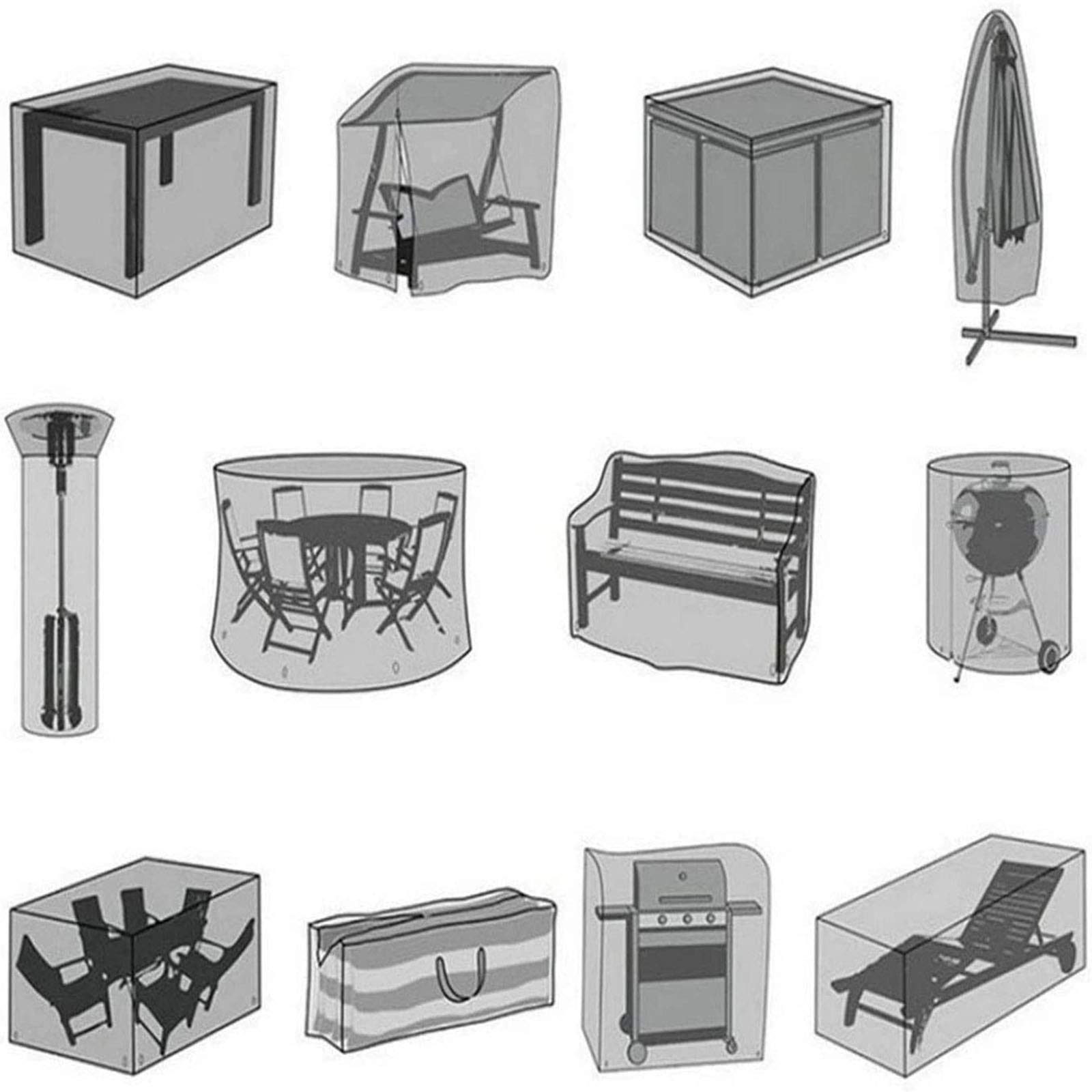 Fodera per mobili da Giardino 127x127x67cm, Fodere per mobili da Esterno Rettangolare Impermeabile, Impermeabile, Antivento, Anti-UV, Fodere per mobili da Esterno in Tessuto Oxford