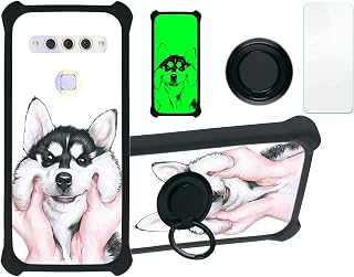 Case for TCL Plex Case Compatible with TCL Plex Phone Case Cover [with Tempered Glass Screen Protector][PC + TPU 2 in 1][Ring Support] [Luminous Effect] YGH-HSQ