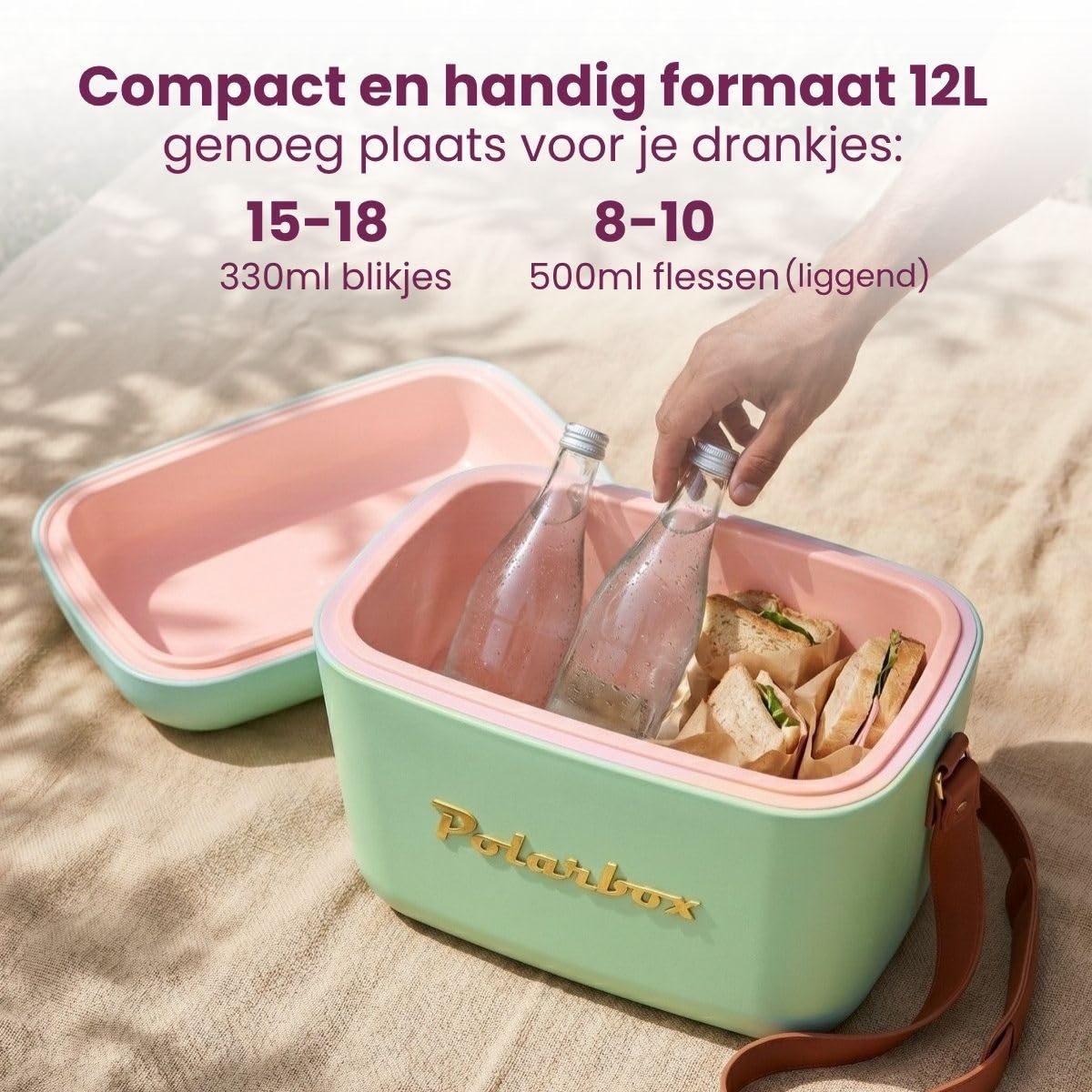 Polarbox Contenitore refrigerante classico da 12 litri, verde oliva, per spiaggia, picnic e feste, coperchio convertibile, contenitore per il pranzo, scatola termica refrigerante