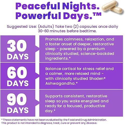 Miniatura 7 de DormiOn Ayuda para dormir sin melatonina  Shoden Ashwagandha 35% withanolides, PharmaGABA, valeriana Sleeproot 2% ácido valerénico, L-teanina, Mg