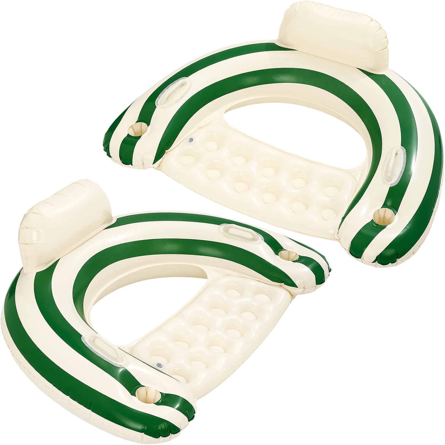 2 pcs Inflatable Pool Float Chair - 43" Pool Floaties Chair Floats Loungers for Swimming Pools Floating Lounger with Cup Holders Party Floaties for Adults