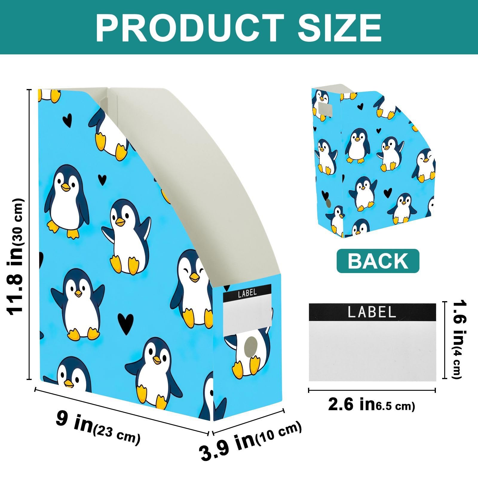 Cartone animato pinguino blu File Holder per scrivania
