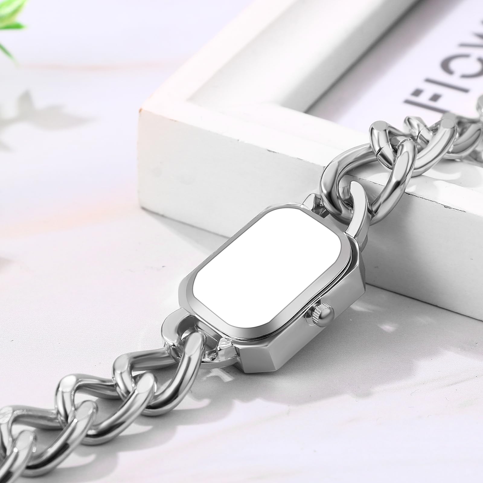 JewelryWe Zegarki damskie, analogowe, kwarcowe, luksusowe, eleganckie, datownik, kalendarz, 30 m, wodoszczelny, stras, prostokątny, ze stali nierdzewnej, biznesowy, z narzędziami do zegarka