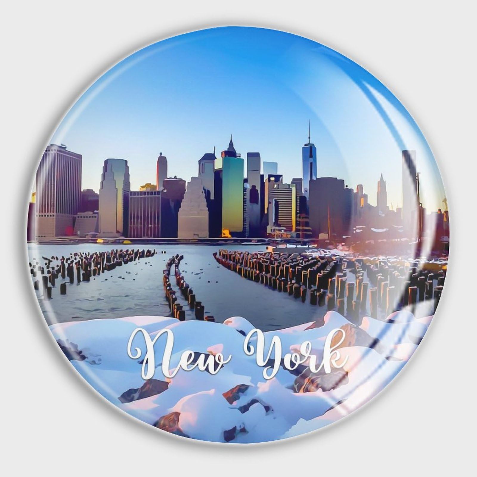 Aimants de réfrigérateur New York en verre décoratifs pour tableau magnétique maison