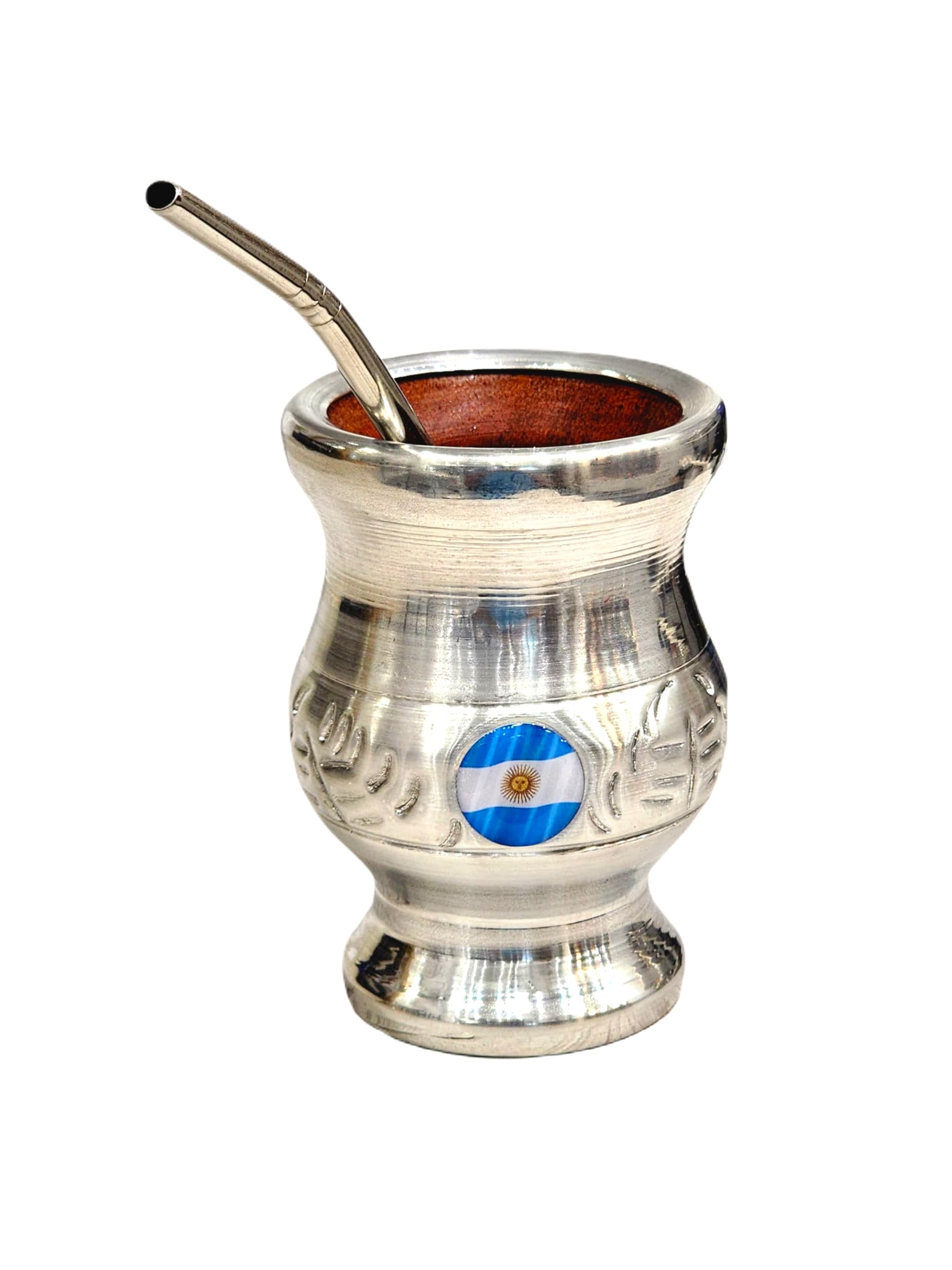 Yerba Mate Cup Classic argentina opaca, realizzata a mano in legno naturale per pane con rivestimento in acciaio inox opaco con lampadina pappagallo, Gourd mate Cup