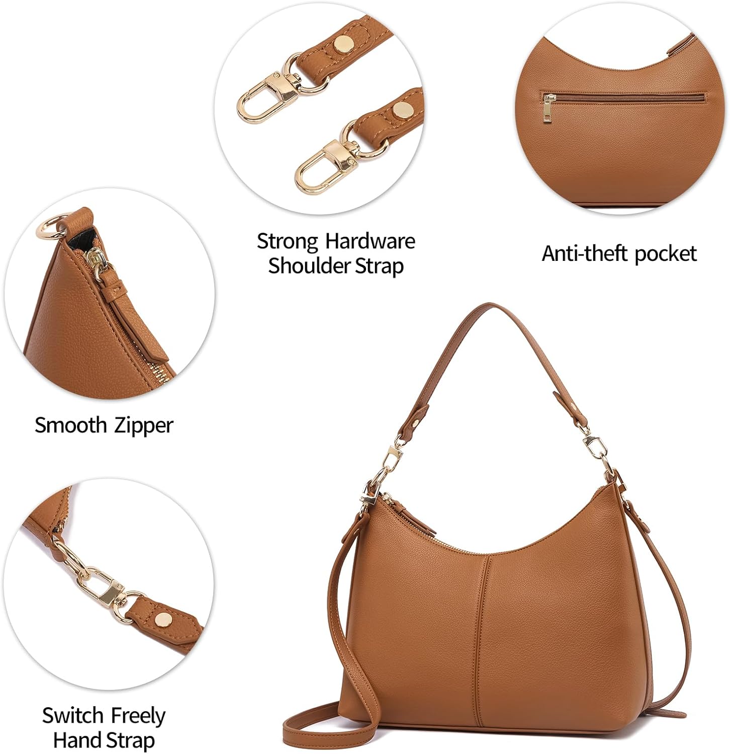 Keyli Small Shoulder Handbags for Women Mini Purse Waterproof Soft Leather Crossbody Bags for Work Shopping Travel - Image 6