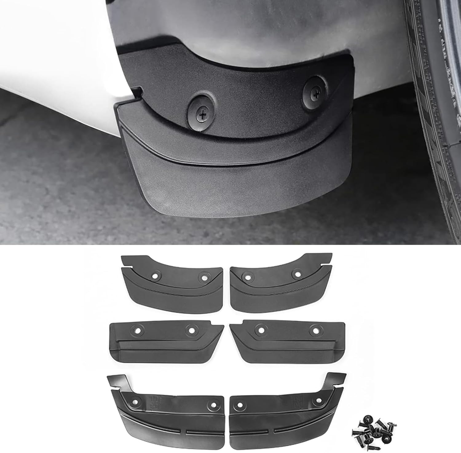 LUCKEASY 6pcs Exterior Accessories Fender for Tesla Model 3 2017-2023 Not for Highland 2023 2024 Car Mud Flaps Splash Guard Fender Mudguard(M3-EX926PCS)