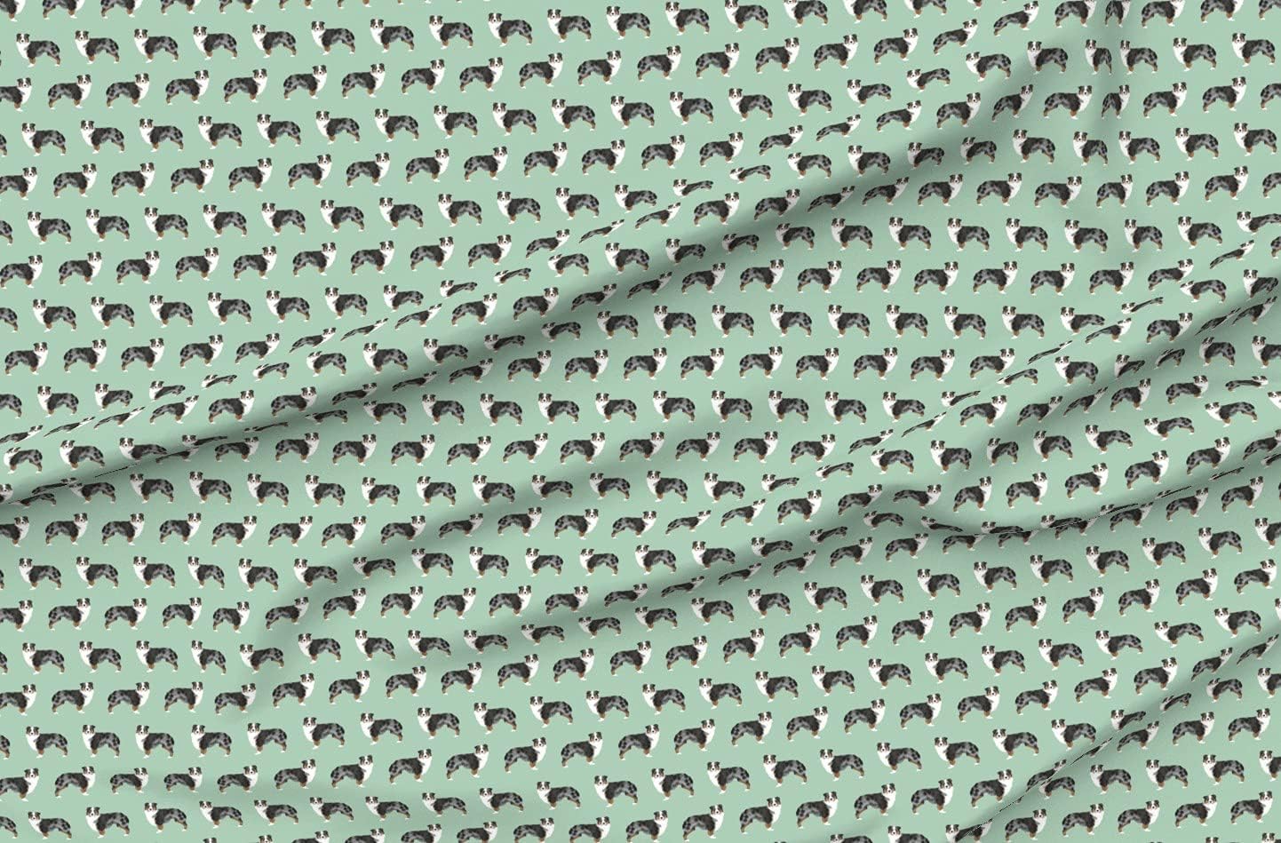 Spoonflower Fabric - Australian Shepherds Dogs Mint Aussie Cute Sweet Breeds Shepherd Printed on Minky Fabric by The Yard - Sewing Baby Blankets Quilt Backing Plush