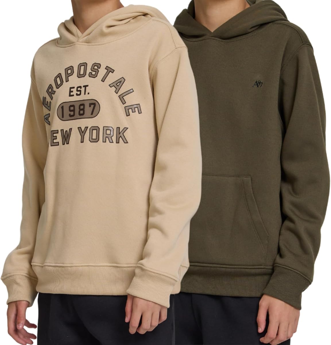 AEROPOSTALE Boys Hoodie 2-Pack, Premium Fleece Pullover Sweatshirts, 4-20 | Soft Fleece Fabric, Premium Hooded Sweatshirts, Kangaroo Pocket, Machine Washable, Everyday Comfort, 2-Pack Value