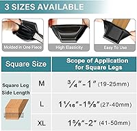 Vista 5 de 24 protectores cuadrados para patas de silla, de fieltro de silicona negra, almohadillas para patas de muebles, cubiertas para pisos de madera dura