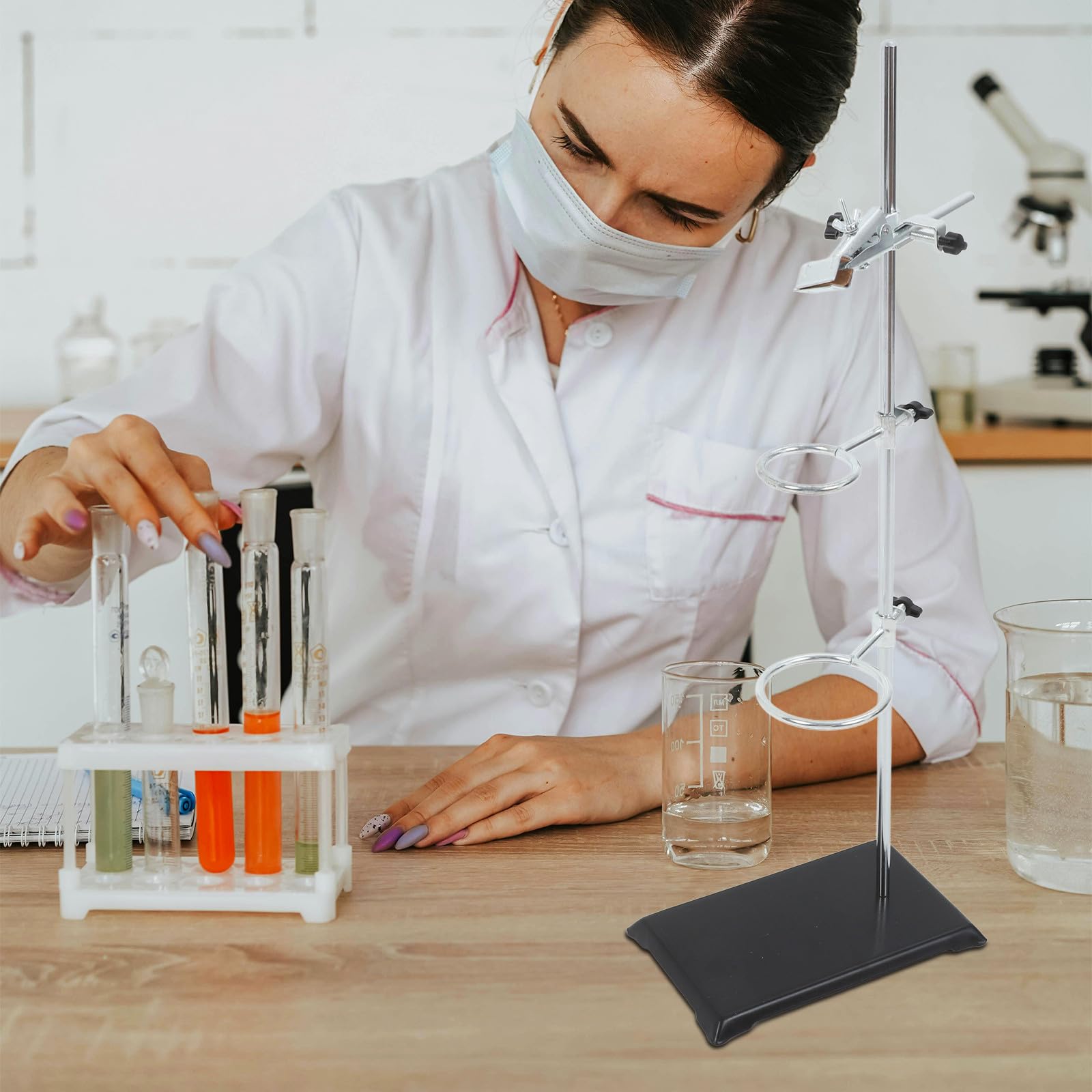 LIFKOME Soporte De Laboratorio Metálico Base Ancha Soporte De Embudo y Abrazadera Para Adecuado Para Enseñanza y Experimentos Científicos
