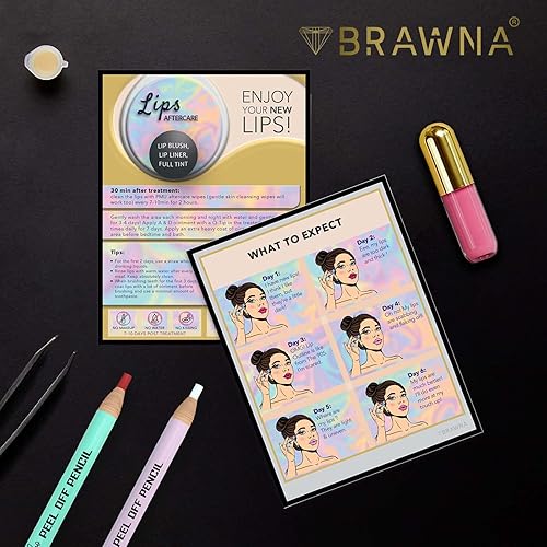 Miniatura 2 de BRAWNA Paquete de 50 tarjetas de cuidado posterior de rubor de labios, suministros de PMU, kit de PMU, suministros de rubor de labios, tamaño 5.5 x