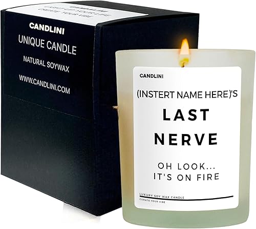 Miniatura 8 de Vela personalizada de Last Nerve... Oh Look It's On Fire Añade cualquier nombre de regalo para mujeres y hombres Vela de lujo de mezcla de vainilla