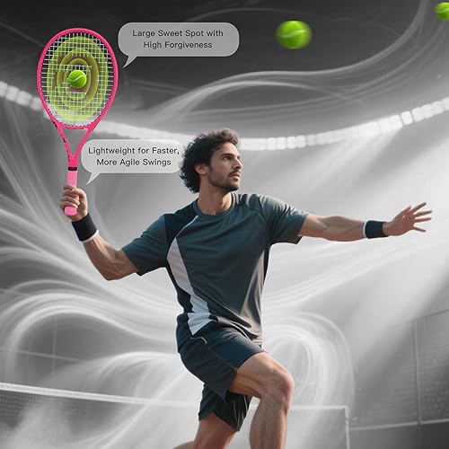 Miniatura 2 de BatZoom Tennis Racket for Beginners & Adults - Lightweight Graphite Racquet with Comfortable Grip  Shock Reduction Technology  Includes Carrying