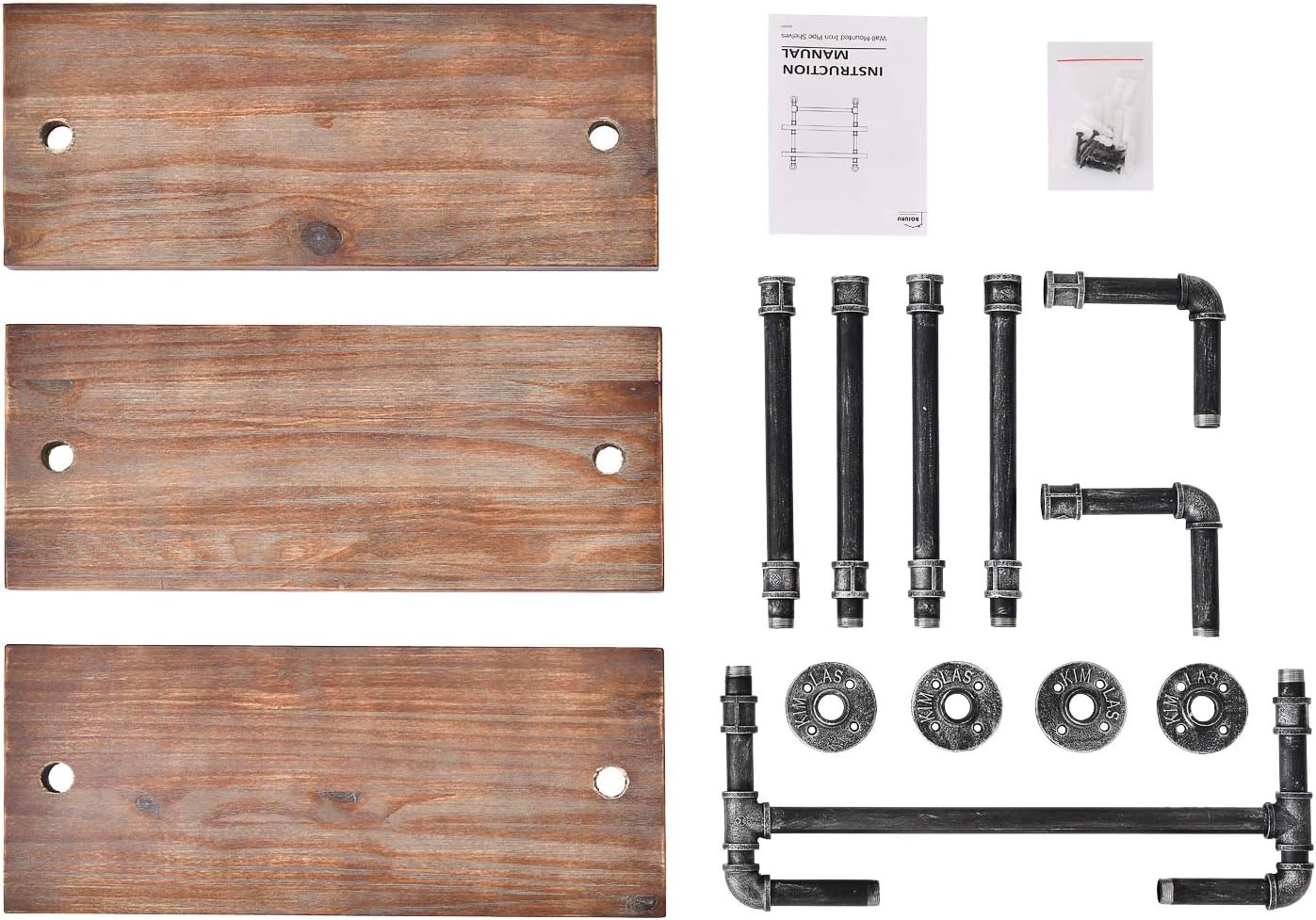 Suреr Chеар 🛒 Industrial Pipe Shelf Rustic Wall Shelves with Towel Bar 24 Towel Racks for Bathroom 3-Layer Wood Hanging Shelving