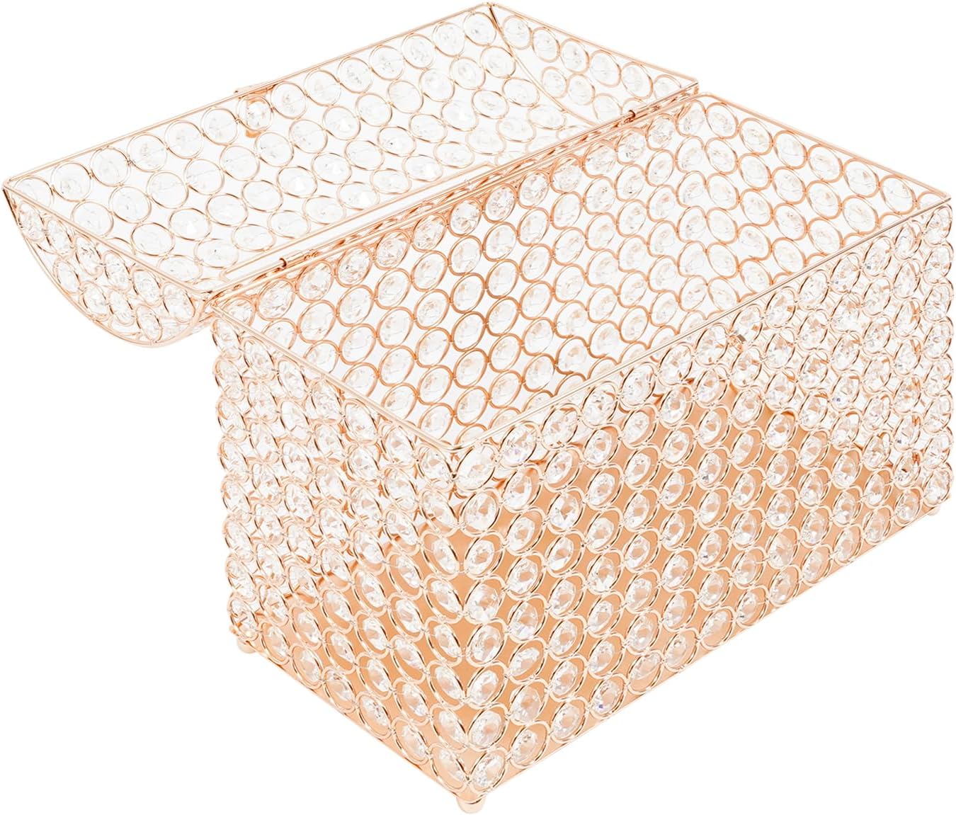 Crystal Wedding Card Box with Heart Lock, Money Card Box Display Memory Box, Treasure Chest Style Bead Card Receiving Box for Wedding Birthday Graduation Party Decoration (Gold)