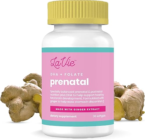 LaVie Vitaminas prenatales con jengibre, DHA, ácido fólico y hierro, imprescindibles para el embarazo para el desarrollo cerebral y corporal del