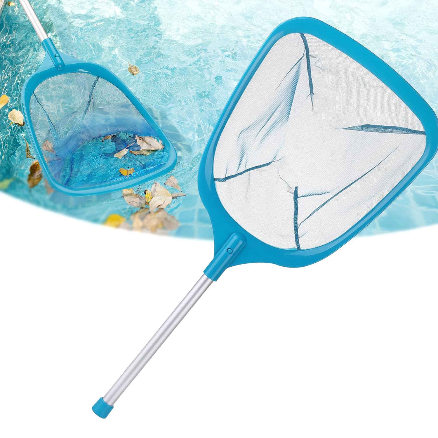 Azonee Pool Skimmer Net with Pole, 25", Hot Tub Skimmer Net, Leaf Skimmer with Pole, Pond Skimmer Net, Pool Net with Pole, Pool Skimmer Net with Pole, Pool Nets for Cleaning with Pole