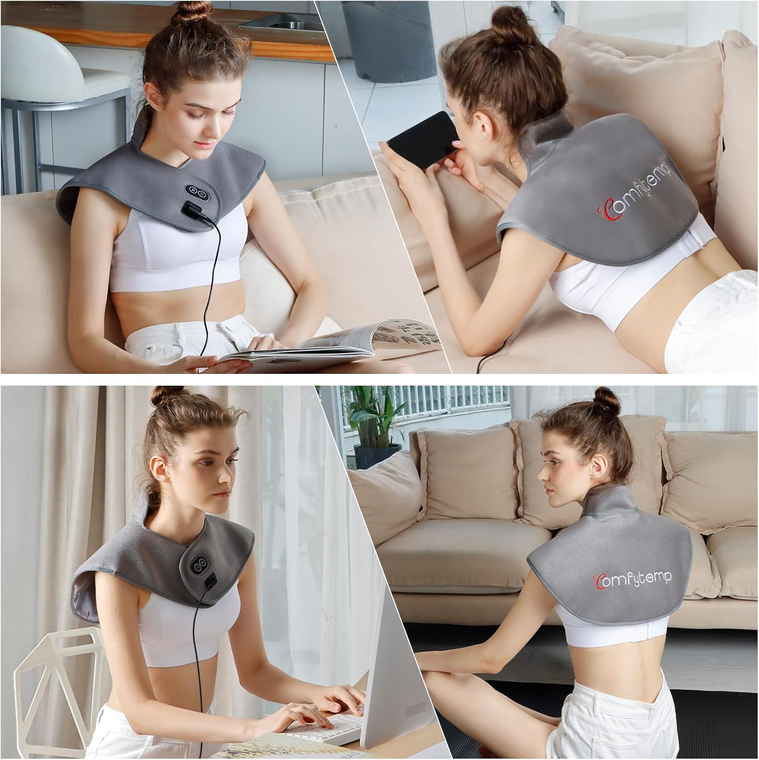 Comfytemp Red Light Therapy for Neck Shoulder Back 162 LEDs, Wearable Infrared Light Therapy Pad for Body, Flexible Near Light Therapy Wrap, 660nm & 850nm