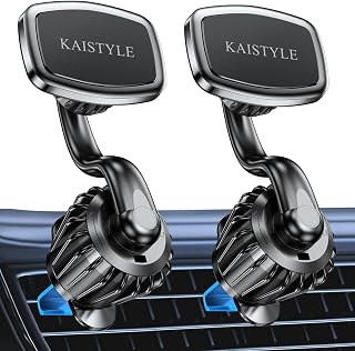 【 2-PACK】 Magnetic Phone Mount for Car Vent,【Upgraded Clip】 Car Magnetic Phone Holder, 【Strong Magnet 】【 360° Rotation 】 Magnetic Air Vent Phone Holder for Car Fits iPhone for Samsung, etc Cell Phone.