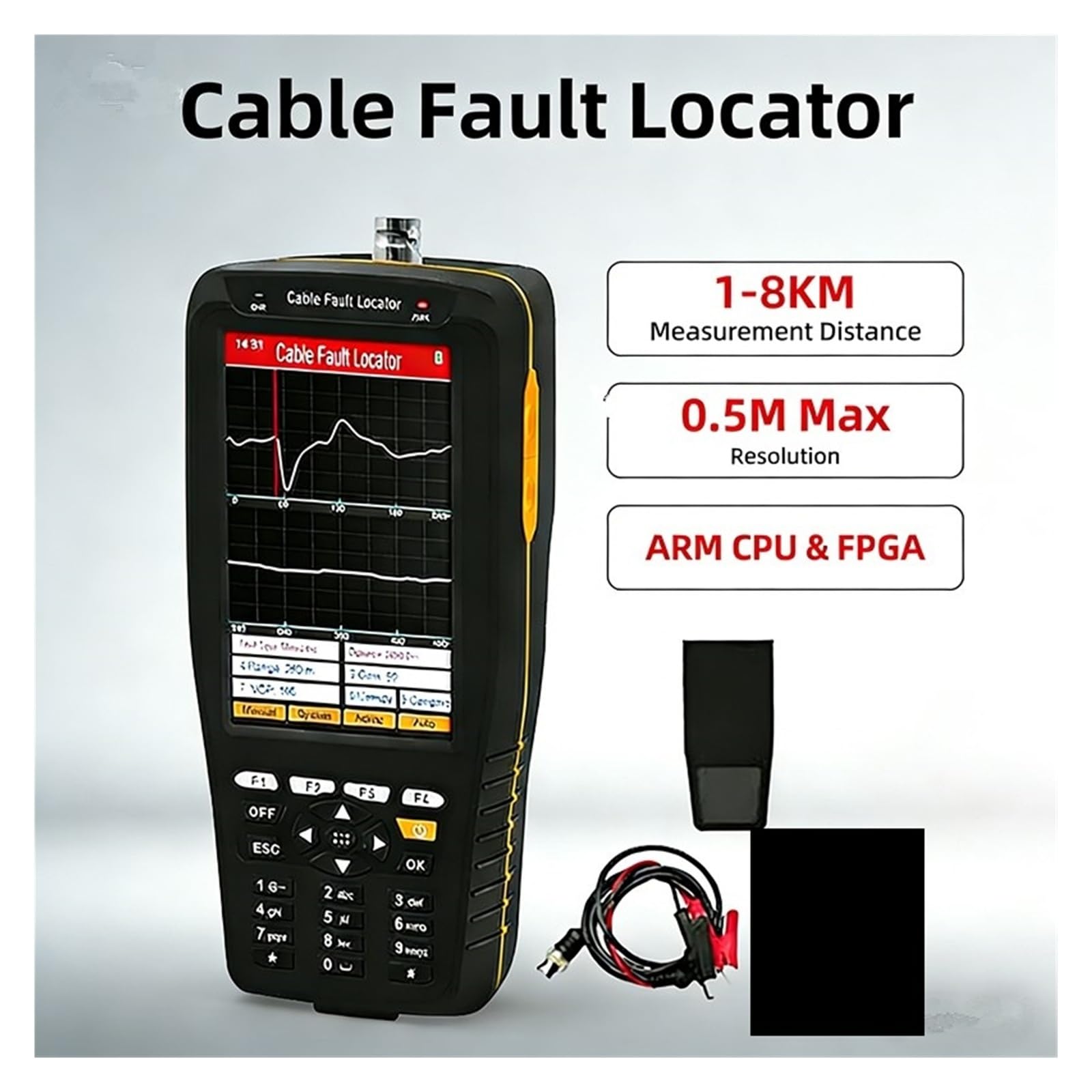 Localisateur de défauts de ligne visuelle TL280 avec écran LCD, testeur de défauts de câble TDR 1KM, 2KM, 4KM, 8KM, 0.5m, Mode de Test automatique/manuel Facile à lire(2KM)