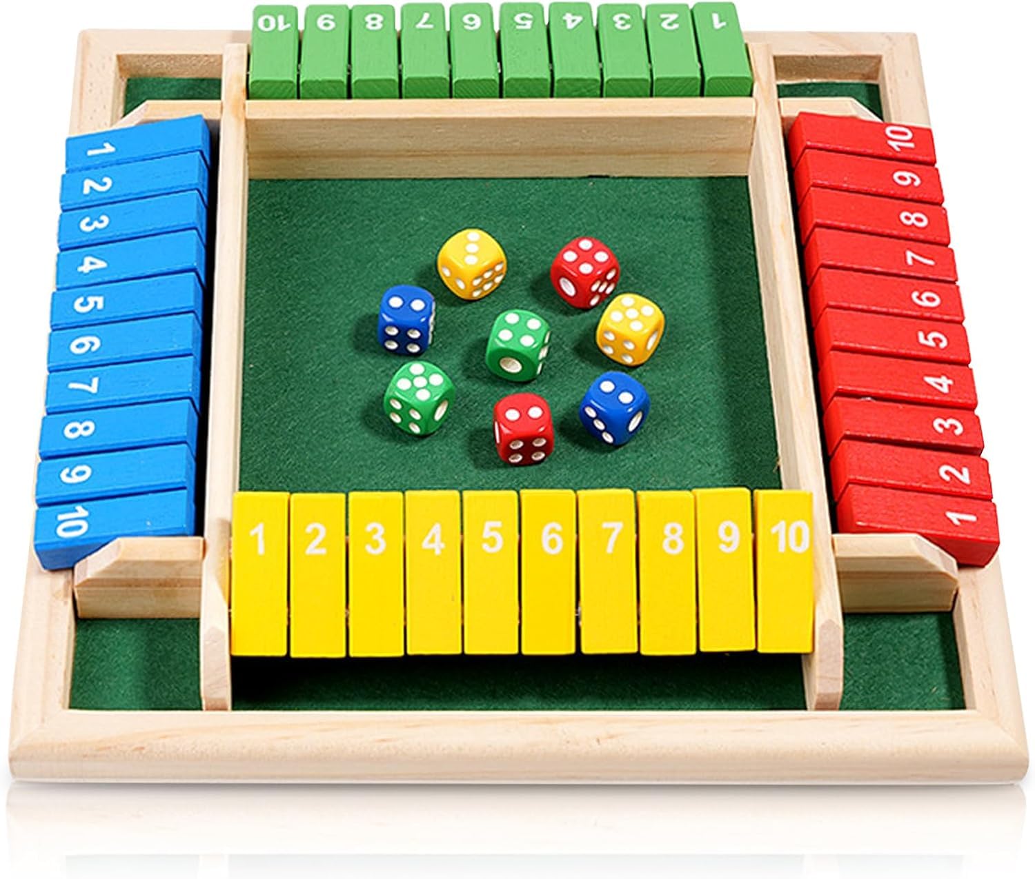 Buy SHINETOY 8 Dice Shut The Box Game | Classic 4-Sided Wooden