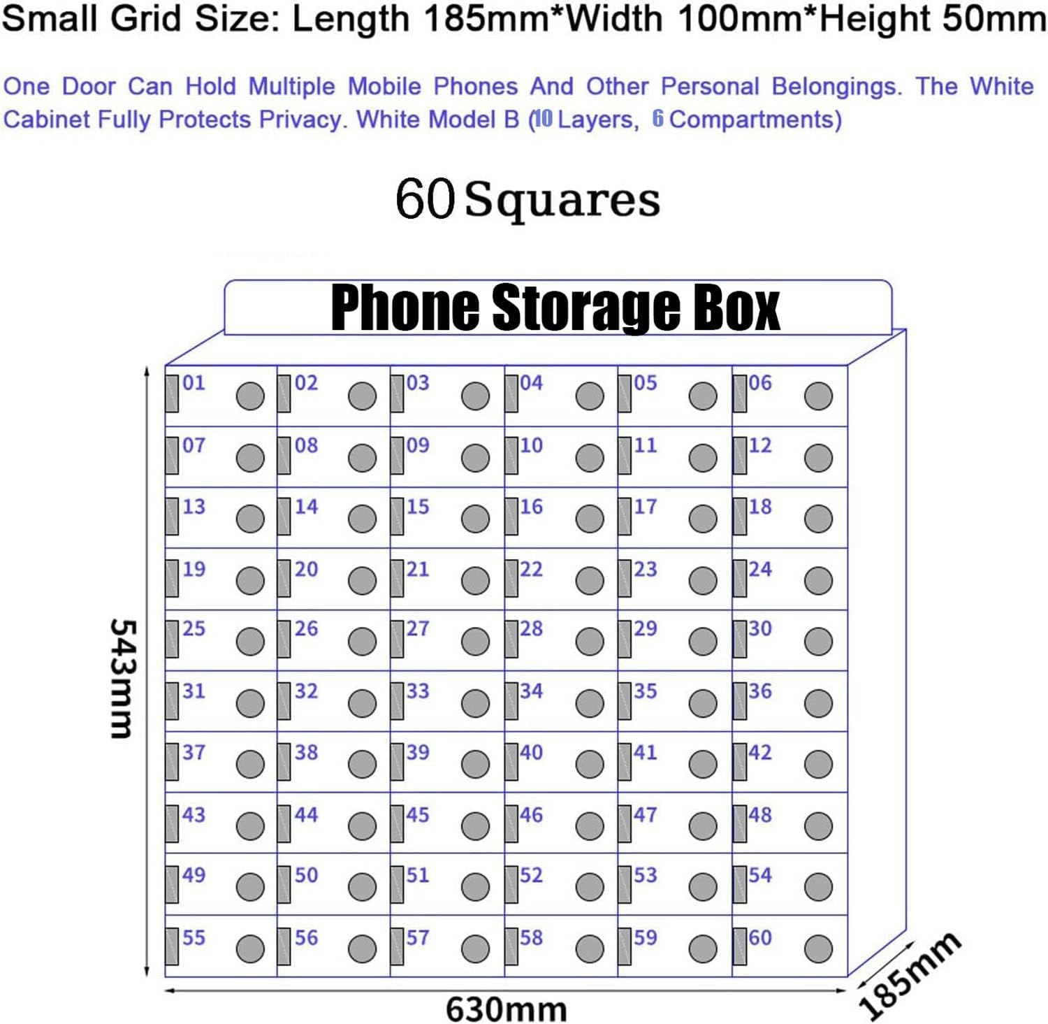 Storage Cabinet for Mobile Phones,Cell Phones Lock Box Cell Phone Holder,Cellphone Locker with Keys,Wall Cell Phone Organizer for Office,Classroom,12Slots,25Slots ()