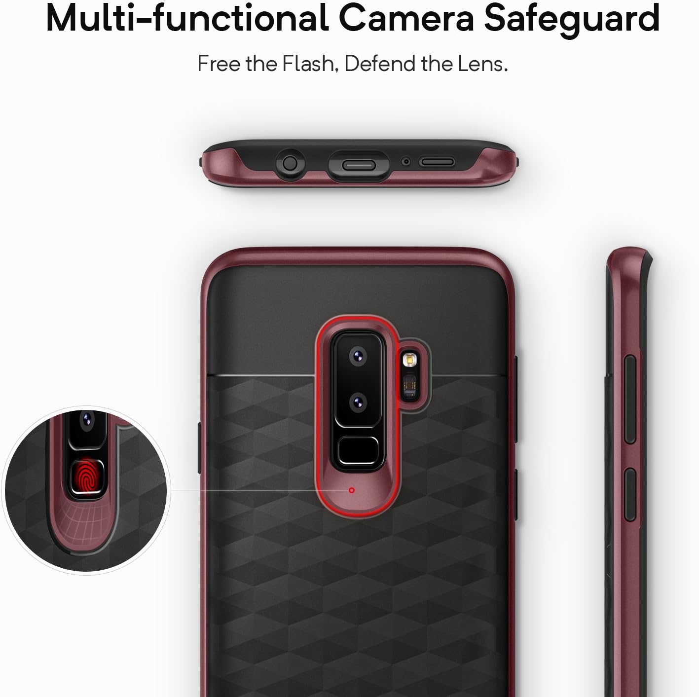 Caseology Parallax for Galaxy S9 Plus Case (2018) - Award Winning Design - Black/Burgundy