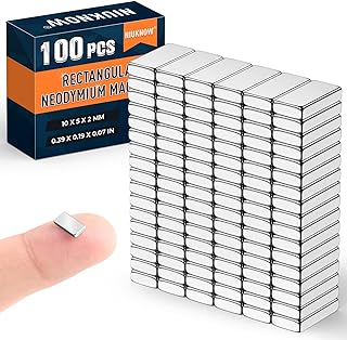 Niuknow 100pack Strong Rare Earth Neodymium Magnets, 10x5x2mm Heavy Duty Bar Magnets with Double-Sided Adhesive, Powerful Pull Force, Perfect for Fridge, Garage, Kitchen, Science, Craft, Office, DIY