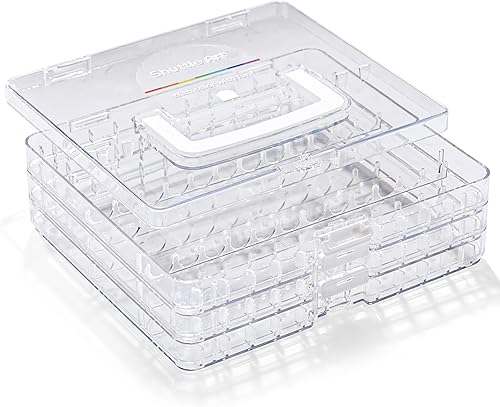 Shuttle Art Organizador de marcadores acrílicos de 36 marcadores, caja de almacenamiento portátil transparente de 3 capas, soporte apilable para