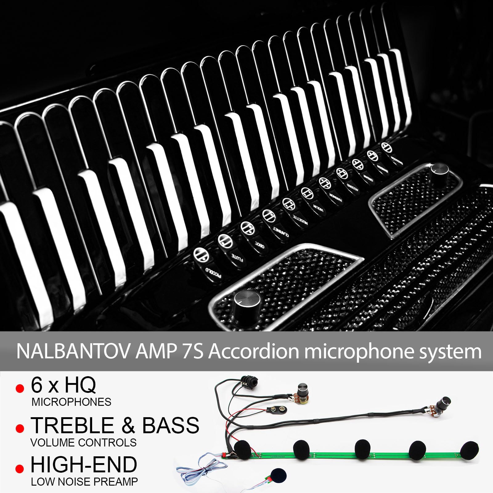 Nalbantov Accordion Microphone Pickup System AMP 7S with Superior Sound Quality